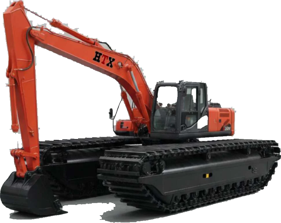 HTX 22088 A — excavator amfibi ponton dengan lengan panjang 16 meter